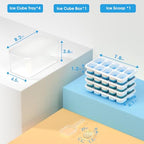 DOQAUS Ice Cube Tray with Lid and Bin - 4 Pack Silicone Ice Cube Trays for Freezer, Stackable Ice Bucket Kits with Storage Container & Scoop for Kitchen, RV, Cocktail, Coffee - color: Blue