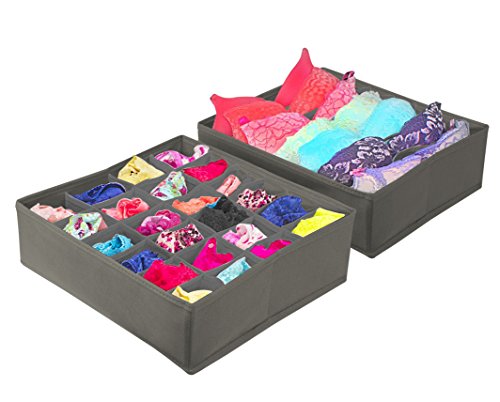Sorbus® Set of 4 Foldable Drawer Dividers, Storage Boxes, Closet Organizers, Under Bed Organizer (Gray) - color: Gray