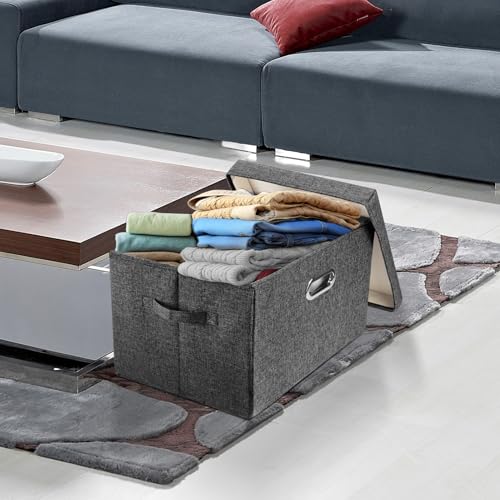 TYEERS Large Storage Bins with Lids, Collapsible, Washable, Fabric Storage Boxes for Organizing, 17.3x11.8x11.4 inches, 5 Pack, Black - color: Black, size: 5-Pack Large