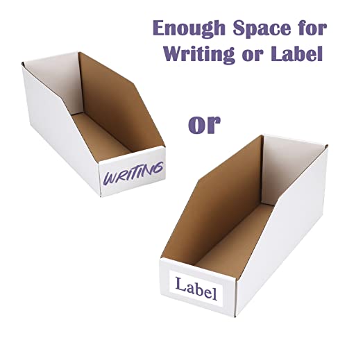 EXYGLO Cardboard Boxes, Pack of 35 Corrugated Storage Bins 12x4x4.5inch Pantry Organizer Bins for Shelves Garage Office Organization - color: White, size: 12x4x4.5 inches
