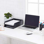 Amazon Basics Rectangular Plastic Desk Organizer, letter size Tray, 2-Pack, 9.7 x 2.2 x 13 inches, Black - color: Black, size: 2 Pack