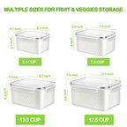 TBMax Fruit Storage Containers for Fridge Organizers and Storage, 4 Pack Large Produce Saver with Airtight Lid & Colander for Berry Lettuce Salad Vegetable Storage, Refrigerator Organizers