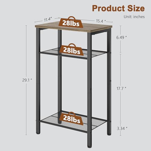 Hoctieon 2-Set 3 Tier End Table, Telephone Table Set of 2, Tall Side Table with Storage Set of 2, Small Nightstand for Small Spaces, Metal Frame, for Living Room, Bedroom, Sofa Couch, Hallway, Greige - color: Greige, size: 2 Pack