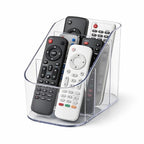 Remote Control Holder, Clear Plastic TV Remote Caddy for Desk and Nightstand Storage, Space-Saving Desk Organizer with See-Through Design for Living Room and Office Desk Accessories, 3 Compartments - size: 3 Slots