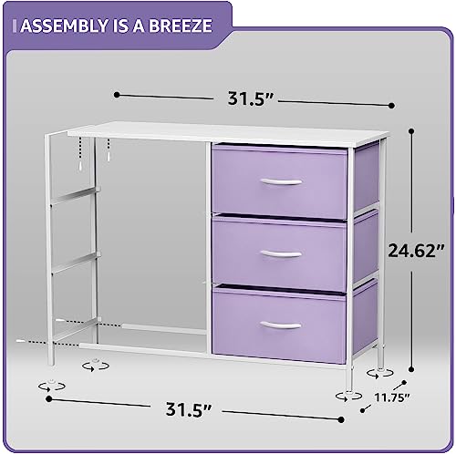 Sorbus Dresser with 6 Drawers - Furniture Storage Tower Unit for Bedroom, Hallway, Closet, Office Organization - Steel Frame, Wood Top, Easy Pull Fabric Bins (6-Drawer, Pastel Purple) - color: Purple, style: 6-Drawer
