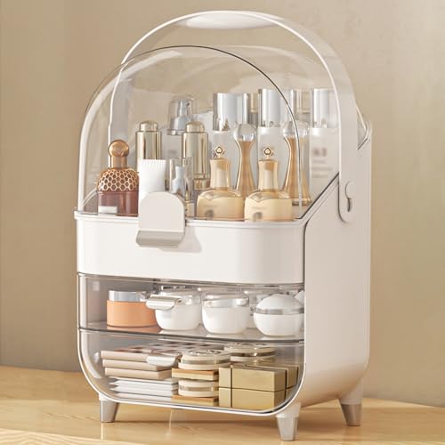 Anylady Makeup Organizer Countertop, Skincare Holder Bathroom Counter Organizer, Storage Box Cosmetic Display Cases, Teen Girl Gifts Make up Organizers for Vanity, Dresser - color: Sliver