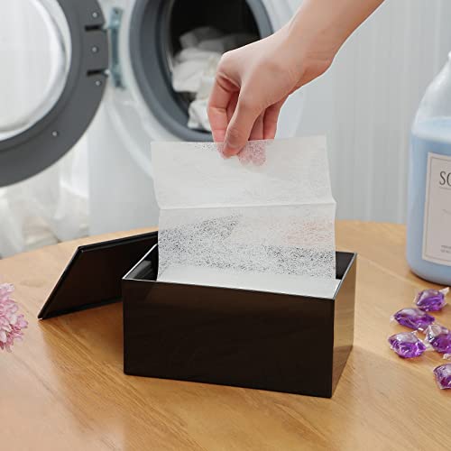 zoocatia Laundry Dryer Sheet Holder Clear Detergent Pods Container Dryer Balls Dispenser with Lid, Acrylic Plastic Storage Box for Laundry Room, Transparent black - color: Black