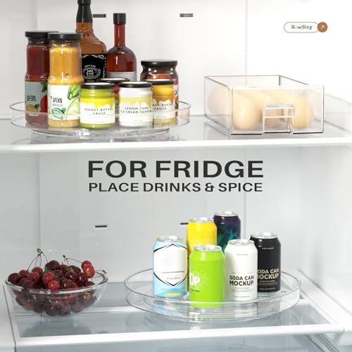 4 Pack Clear Lazy Susan Organizer, 11in Rotating Turntable Organizer, Cabinet Turntable Organizer, Rotating Lazy Susan for Kitchen, Fridge, Bathroom, Vanity Countertop - size: 4 Pack - 11in