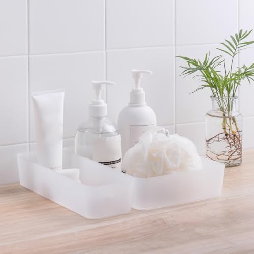 Poeland 5 Pcs Drawer Organizer Tray Storage Box for Bedroom Nightstand Drawer Dresser Bathroom Kitchen Drawer, Frosted - size: 5pcs