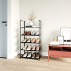 5-Tier Stackable Shoe Rack, Narrow Shoe Stand for 10-12 Pairs Shoe and Boots Organizer Storage Shelf Space Saving for Closet, Entryway and Hallway(Black) - size: 5-Tier(Black)