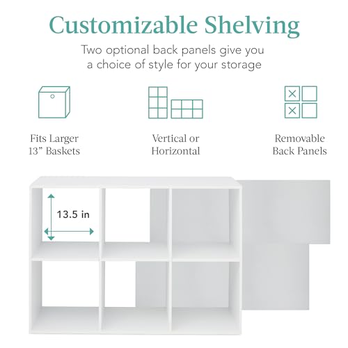 Best Choice Products 6-Cube Storage Organizer, 13.5in Shelf Opening, Bookcase, Display Shelf, Customizable w/ 3 Removable Back Panels – White - color: White, size: 6-Cube, 13.5in Shelf Opening