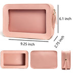 LETGO Clear Makeup Bags, TSA Approved Toiletry Bag with Zipper, Clear Makeup Organizer Fit Carry-on Travel Essentials,Clear Cosmetic Bags for Women Men (C-Pink) - color: C-Pink