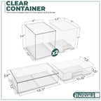 Sorbus Acrylic Storage Containers - 3 Pack, Stackable Storage Bins Set for Bathroom Organization - Clear Acrylic Drawer Organizers - Makeup Case Pull-Out Drawers (7.6’’ Tall and 12.1’’ Wide) - size: 3 Pack, 7.6’’ Tall and 12.1’’ Wide