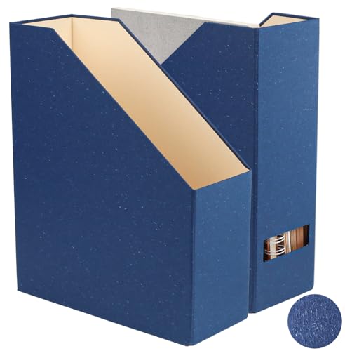 Magazine Holder - File Holder and Desk Organizer, Paperboard Book Organizer and Storage Box for Documents, Magazine Holder Rack for Classroom, Home, and Office (Classic Blue, 2-Pack) - color: Classic Blue, 2-Pack