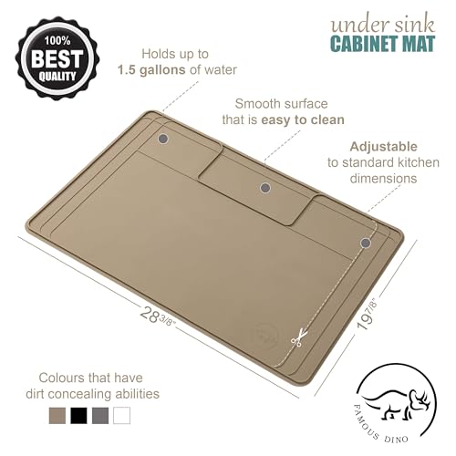 The Original Under Sink Mat - Adjustable Silicone mat, Waterproof Under The Sink Bathroom Vanity Mat - 28" x 19" or smaller - color: Brown, size: 28" x 19"