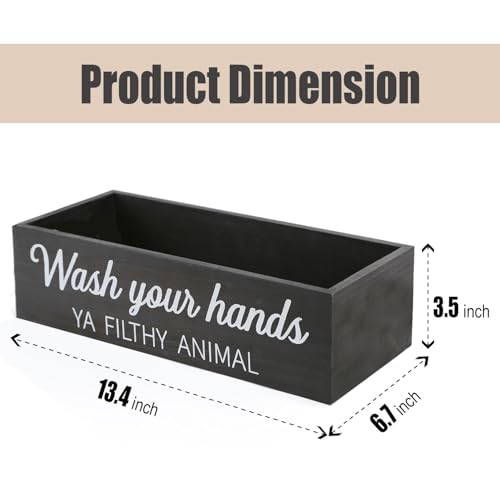 Bathroom Decor Box, Toilet Paper Basket 2 Sides Signs Farmhouse Bathroom Toilet Basket Tank Topper Rustic Farmhouse Home Decor for Livingroom Kitchen（One Black Box） - color: Black