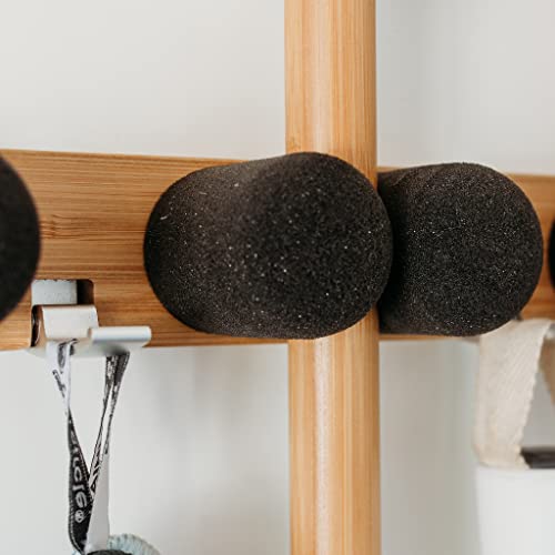 Full Circle Get A Grip, Wall-Mounted Mop and Broom Organizer, Lightweight Bamboo with Foam Pegs, Easy to Install Home Organization, Also Perfect for Garden Tools and Garage, Large - size: Large, 5 pegs