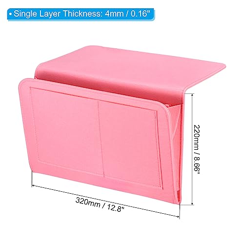 PATIKIL 13in Bedside Caddy, Bed Caddy Bedside Organizer Hanging 5 Pocket Soft Felt Bed Pockets Bedside Storage Organizer Remote Control Holder for Bedroom Phones Glasses, Pink - color: Pink, size: 12.6*8.6inch