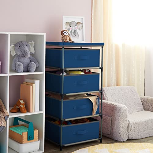 Juvale 4-Tier Tall Dresser with Drawers - 16.5 x 13 x 33 in, Navy Blue - Fabric Storage Drawers & Closet Organizer - Kids Dresser & Bedroom Storage - color: Navy Blue