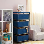 Juvale 4-Tier Tall Dresser with Drawers - 16.5 x 13 x 33 in, Navy Blue - Fabric Storage Drawers & Closet Organizer - Kids Dresser & Bedroom Storage - color: Navy Blue