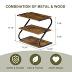 Small 3-Tier Shoe Rack, Z-Frame Wooden Shoe Shelf with Durable Metal Shelves for Hallway, Living Room, Closet, Bedroom (17.2”) - size: 10.35 x 17.20 x 15.75 Inches