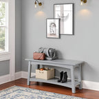 Craftsbury 36-Inch Wood Entryway Bench with Storage Shelf – Dove Gray Accent Bench for Entryway, Hallway, or Living Room – Small Space Seating with Farmhouse Charm by Alaterre Furniture - color: Grey