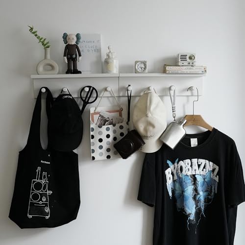 Entrance Coat Rack ，Coat Hooks, Wall-Mounted Wooden Hook Rack, Wall-Mounted Shelves are Very Suitable (White Color Finish—A-2) - style: White color finish—A-2