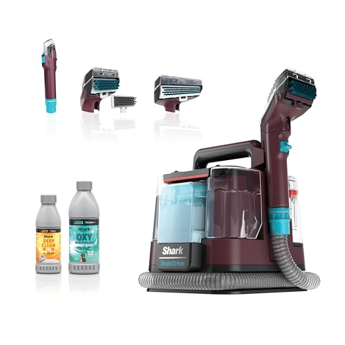 Shark Carpet Cleaner Machine, Portable Upholstery StainStriker, Spot, Odor & Stain Remover, 2 Carpet Cleaner Solutions, 3 Tools, Perfect for Pet Hair, Area Rugs, Couches, Burgundy, PX203BRN - style: StainStriker