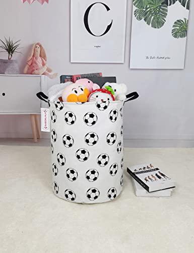 QUEENLALA Large Storage Basket,Laundry Hamper/Bathroom/Home Decor/Collapsible Round Storage Bin,Boys and Girls Hamper/Boxes/Clothing(Round-Football) - color: Round-Football