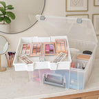 Best Kept Super Satchel Double Deep with Lift-Out Tray and Removable Dividers, Stackable Home Storage Organization Container, Clear with Sliver Latches and Handle - style: Lift-Out Tray & 8 Lower Removable Dividers