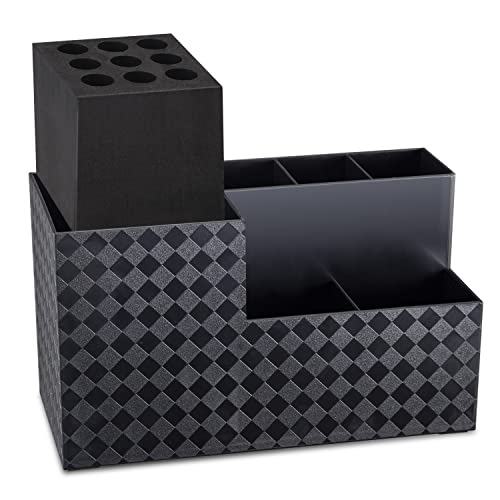 Noverlife Hairdressing Scissors Holder Shears Block, Barber Shop Scissor Organizer Stand, Hairdressing Tools Storage Box for Hairstyling Combs Clips Brushes, Salon Barber Scissor Holder Rack - color: Black