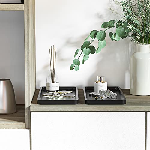 Weenson Bathroom Vanity Trays for Countertop Toiletries Decor Candle Perfume Makeup, Kitchen Tray for Soap Dispenser Spice Salt Oil, Black Tray for Toilet Tank Nightstand Coffee Set of 2 - color: Black, size: 2 Pack 11.8"L x 6.1"W x 0.8"H