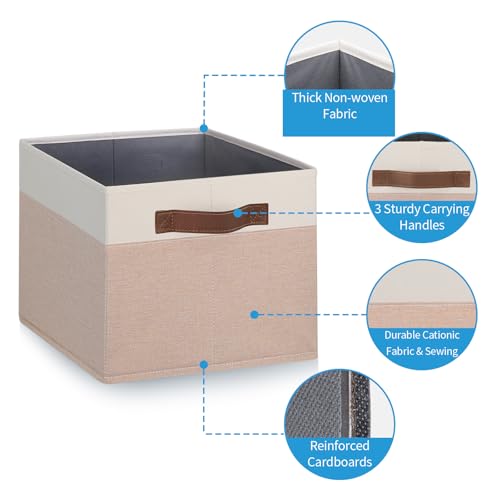 GhvyenntteS Large Fabric Storage Bins 6 Pack, 15x11x9.6 Inch Storage Baskets for Shelves, Foldable Closet Storage Bins for Shelves, Closet Organizers and Storage Boxes, Beige Yellow&White - color: Beige Yellow & White, size: Large-6 Pack