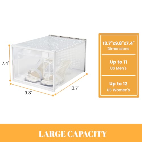 Shoe Storage Boxes, Stack Without Toppling Modular storage boxes combine freely for use in closets, under beds, hallways, and entryways. Space-saving. (Transparent, 12 Pack) - color: Transparent, 12 Pack