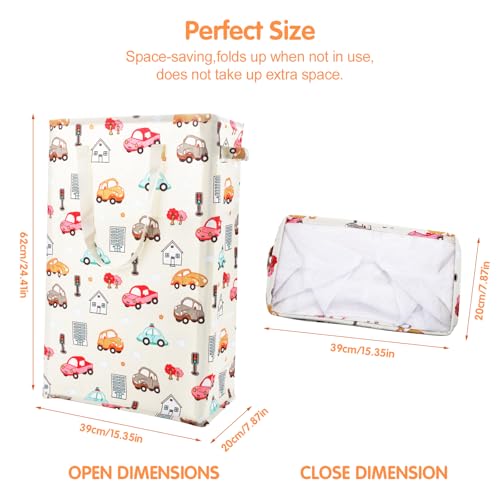 Odonata Slim Laundry Hamper Handles Collapsible Laundry Basket Thin Dirty Clothes Basket Narrow Laundry Bag Foldable Dirty Hamper 48L (Car) - color: Car