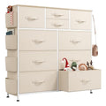 WLIVE Fabric Dresser for Bedroom with 10 Drawers, Chest of Drawers with Side Pockets and Hooks, Sturdy Metal Frame, Drawers Organizer Unit for Living Room, Hallway, Cream White - color: Cream White