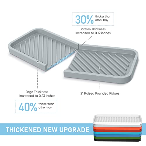 EG-SIPRO Kitchen Sink Organizer Tray,2 Pack Silicone Sponge Holder for Kitchen Sink Bathroom Counter Tray Silicone Soap Tray Holder for Soap dispenser Bottle - color: Grgr, size: 9×3.7inch