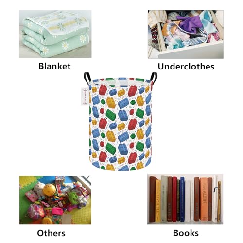 QUEENLALA Large Storage Basket,Laundry Hamper/Bathroom/Home Decor/Collapsible Round Storage Bin,Boys and Girls Hamper/Boxes/Clothing(Round-Blocks) - color: Round-Blocks
