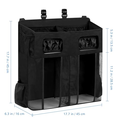 Accmor Changing Table Diaper Organizer, Hanging Diaper Caddy Organizer Stacker for Cribs Changing Table Playard Wall Baby Essentials Storage, Black - style: Double Enlarged-Black