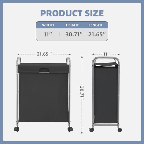 STORAGE MANIAC Rolling Laundry Hamper with Lid, 85 L Laundry Sorter with Wheels, 2 Loads Dirty Clothes Hamper, Laundrys Organizer, Clothes Basket Cart with Wheels for Small Space, Black