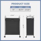 STORAGE MANIAC Rolling Laundry Hamper with Lid, 85 L Laundry Sorter with Wheels, 2 Loads Dirty Clothes Hamper, Laundrys Organizer, Clothes Basket Cart with Wheels for Small Space, Black