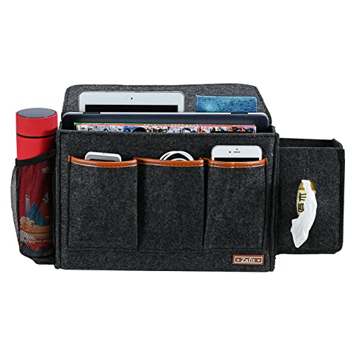 Zafit Bedside Caddy, Large Size Storage Organizer - Bedside Organizer for Magazine, Remotes, Phone (13.4'' x 18.1'' Tissue Box Holder, Dark Grey) - color: Dark Grey, size: 13.4'' x 18.1'' Tissue box holder