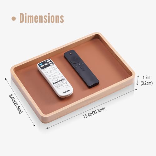 ProCase Wooden Valet Tray for Men, Wood Catch-All EDC Organizer, Nightstand, Entryway Bedside Dump Holder, for Wallets, Keys, Watches, Phones, Loose Change, Trinkets -LightBrown - color: Light Brown