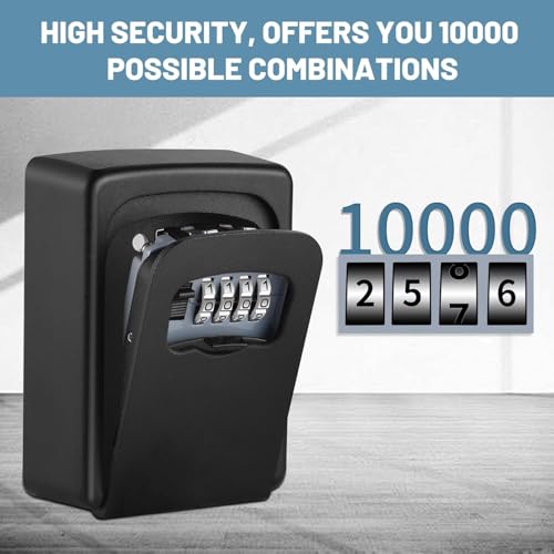 Key Lock Box for Outside - Sturdy and Durable Lock Box for House,5 Key Capacity Lockbox for Keys Outdoor,Waterproof Emergency Spare Lockbox with Resettable Code for Home,Garage,Airbnb(2 Pack, Black) - color: 2 pack-Black