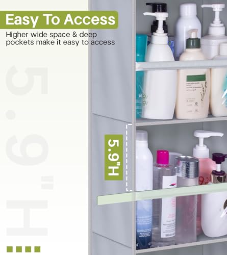 AOODA Over the Door Organizer, Large Capacity Closet Door Hanging Organizer, Clear Deep Pockets Baby Storage for Nursery, Bathroom, Bedroom, Pantry, Diapers (Grey) - color: Grey, size: 1 Pack