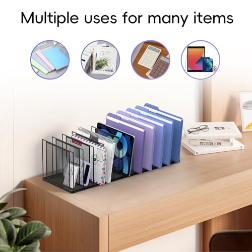 File Organizer for Desk, 11-Section Vertical File Sorter, Paper Holder Organizer Standing Metal File Folder for Office Home Classroom, Black - color: Black, size: 1 Pack 11-Section