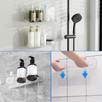 Diesisa Acrylic Wall Mounted Shower Caddy, Clear, Large Size 4D x 12.8" W x 3.3" H, Acrylic Shelf, No Drilling Walls Adhesive Shelf, Bathroom Shelves with Self Adhesive Tape for Bathroom, Kitchen - color: Clear - Long Basket