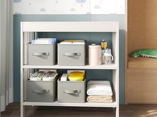 LayerSpace 3 Pack Fabric Storage Bins for Shelves | 14.75x10.25x8.25 in Storage Baskets | Fabric Closet Organizers with Handles Home Organization | Linen Clothes Storage Bins | Light Gray - color: Light Gray, size: 3pcs-14.75"x10.25"x8.25"