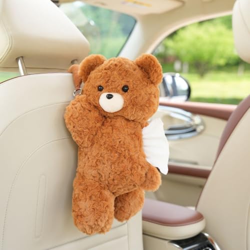 Cute Tissue Box Cover Plush Tissue Box Holder for Car, Home, Decorative Holder/Organizer for Bathroom Vanity Countertop, Nightstands, Office Desk-Bear02 - color: Bear 02