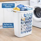SKYREN Rectangular Plastic Laundry Hamper for Narrow Spaces, Open Top Clothes Basket, Slim Design Laundry Organizer for Bedroom, Bathroom or Closet, White